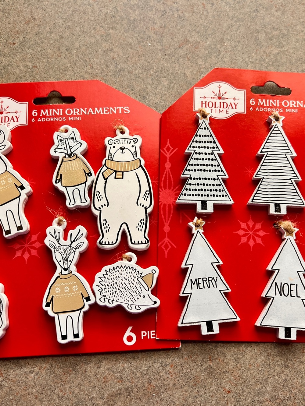 Holiday Time White & Black Woodland Mini Ornaments & Trees 12 Pack